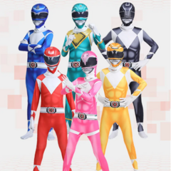 Fantasia Power Rangers Mighty Morphin Sentai Cosplay (Adulto / Infantil)