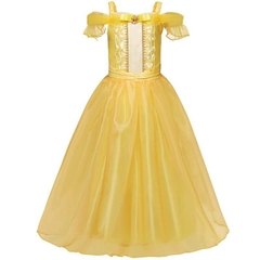 Fantasia Princesa Bella Vestido Contos de Fadas Cosplay Profissional Traje Luxo Infantil