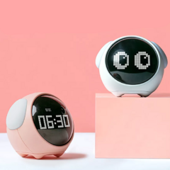 Despertador Emojis LED Alarme Multifuncional Controle de Voz