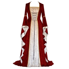 Traje Vestido Renascentista Idade Média Medieval Cosplay Adulto (várias cores)