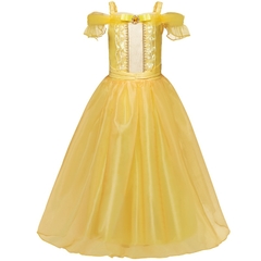 Fantasia Princesa Bella Vestido Contos de Fadas Cosplay Profissional Traje Luxo Infantil