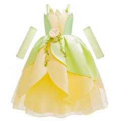 Vestido Tiana Princesa Cosplay Profissional Traje Luxo Infantil