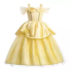 Fantasia Princesa Bela Vestido Contos de Fadas Cosplay Infantil