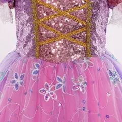 Vestido Fantasia Princesa Rapunzel Contos de Fadas Cosplay Traje Infantil