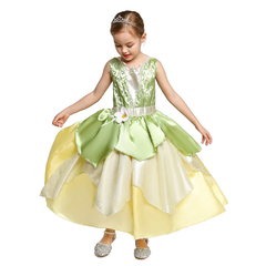 Vestido Tiana Princesa Cosplay Profissional Traje Luxo Infantil na internet