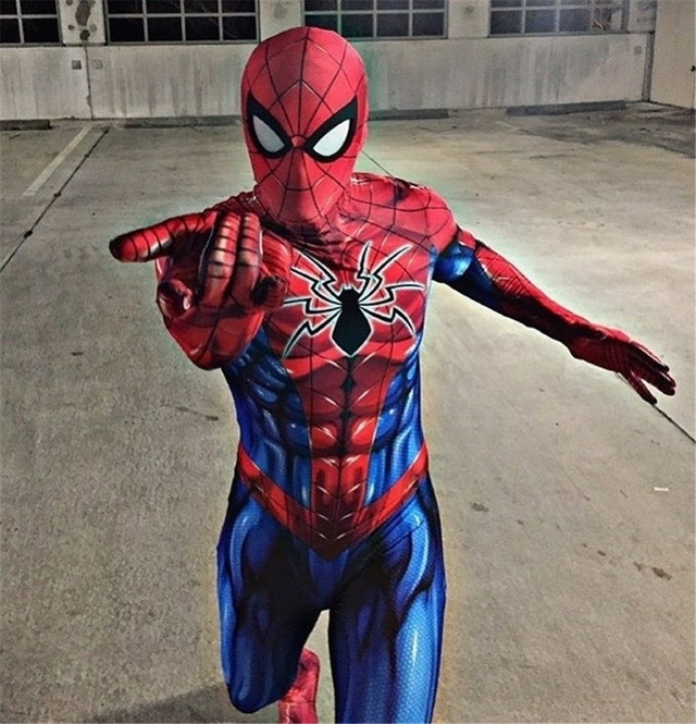 Fantasia Masculina Homem Aranha Clássico Adulto Cosplay Traje Luxo Tob