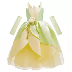Vestido Tiana Princesa Cosplay Profissional Traje Luxo Infantil - comprar online