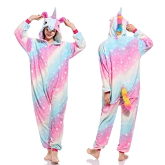 Pijama Unicórnio Estrelinhas Kigurumi Adulto / Infantil