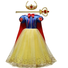 Vestido Branca de Neve Princesa Contos de Fadas Cosplay Profissional Traje Luxo Infantil - comprar online