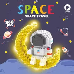 Luminária Astronauta na Lua 368 peças Mini Blocos de Montar c/ Led na internet