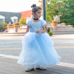 Fantasia Princesa Cinderela Vestido Contos de Fadas Cosplay Traje Infantil