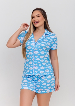 PIJAMA AMERICANO CURTO NUVEM AZUL - comprar online