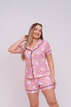 PIJAMA AMERICANO CURTO OVELHA ROSA - loja online