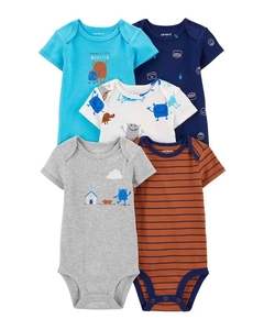 Kit de Body 5 peças Carter's Monstrinhos Multicor