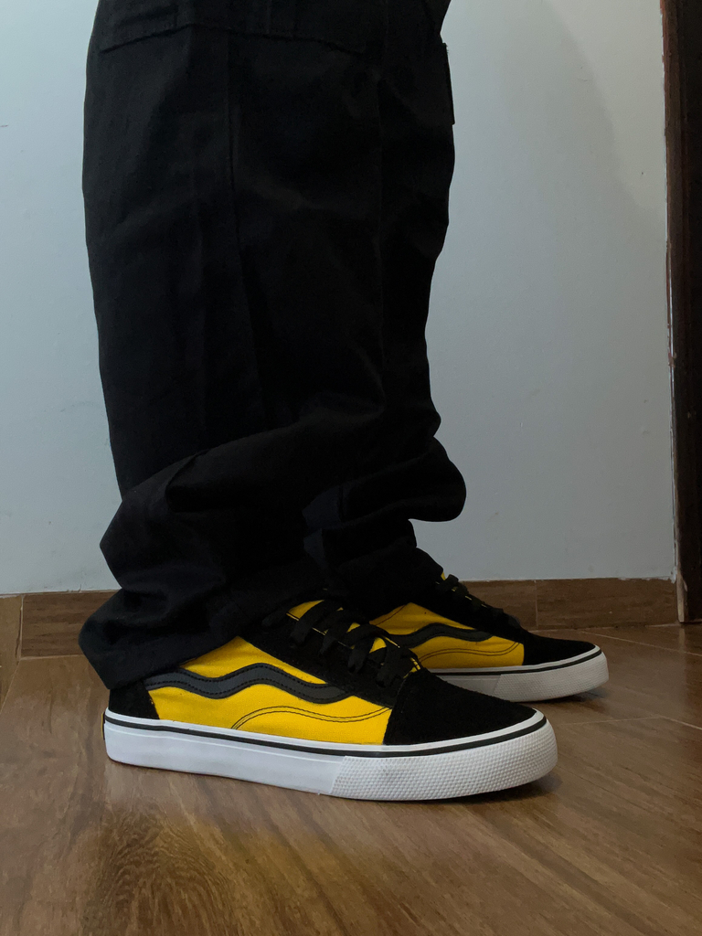 Tênis de Skate Slip On Rats Preto Amarelo