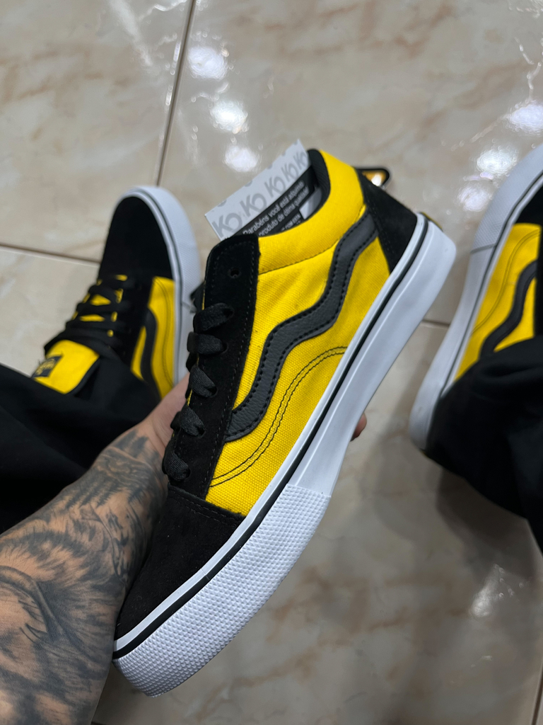 Tênis de Skate Slip On Rats Amarelo Preto