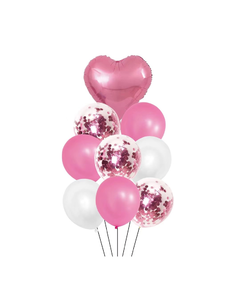 Globos en display (9 pcs) - color Rosa con Corazón - comprar online