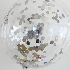 Globo Burbuja Confetti Plateado 20'' - comprar online