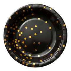 Vaso Papel negros con lunares dorados 8OZ (240cm3) x 10 unidades en internet