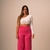 Calça Pantalona Tricot Aura- Rosa - loja online