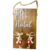 Placa Feliz Natal decorativa com casal de alces - Pinus