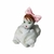 Bebê pequena boneca de Porcelana engatinhando com roupa e laço rosa 7,5x3x5 cm Cabelo castanho