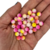100 Bolas plásticas 8mm Rosa Amarela e branca degradê - Bola passante