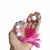 Chaveiro bolas de madeira 25 cm Rosa pink com branco