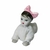 Bebê Médio boneca de Porcelana engatinhando com roupa e laço rosa 10x3,5x6 cm Cabelo preto