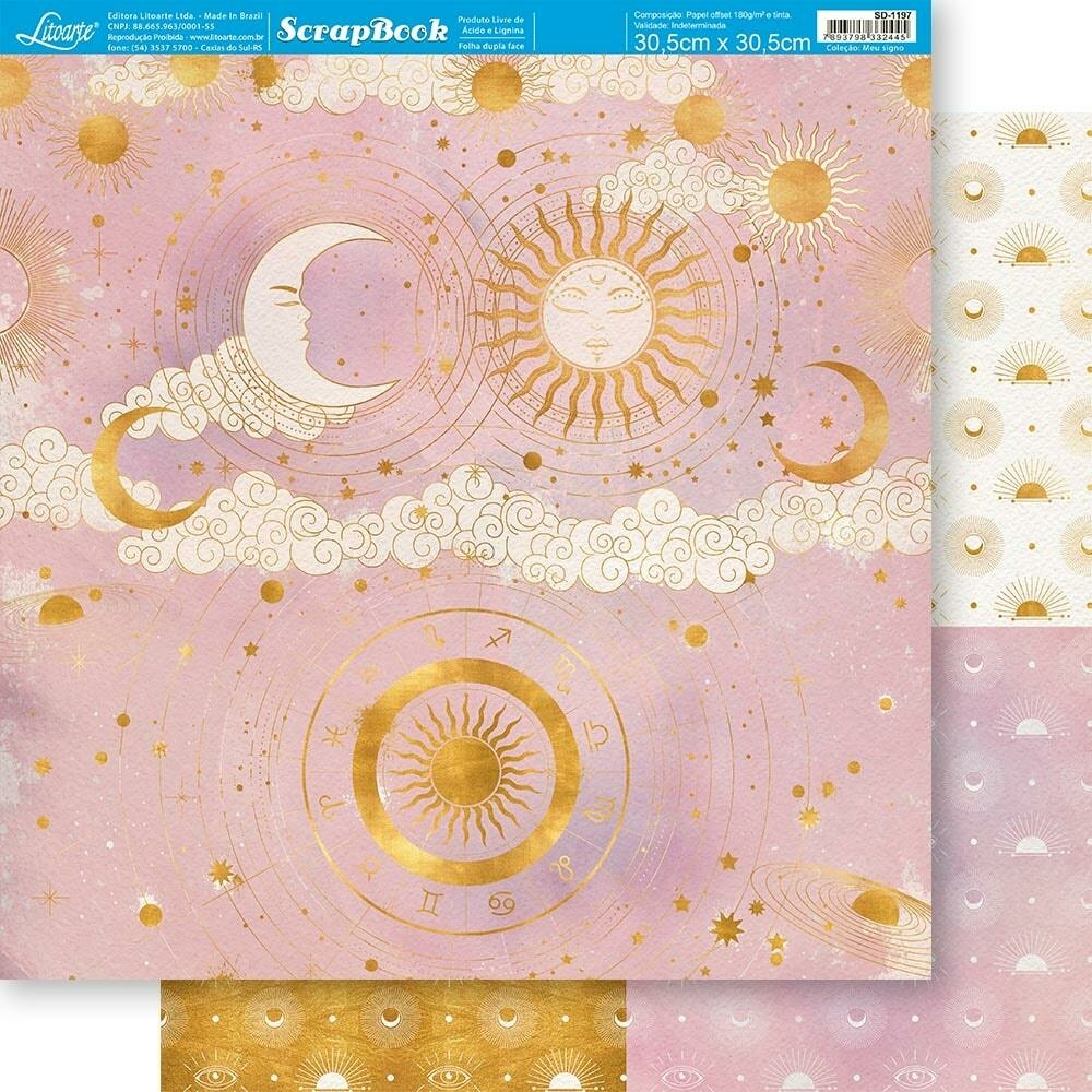 Papel para Scrapbook Litoarte Estampa Básica Xadrez Rosa