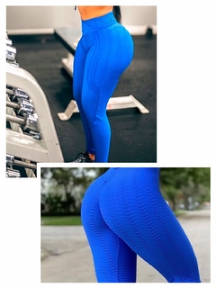 Legging cor Azul Royal- Brocada - Modeladora - empina bumbum Ondas