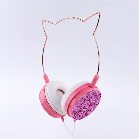 Lindo gato orejas auriculares auriculares inalámbricos con micrófono niño  niña música estéreo auricular gatito auricular