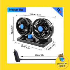 MINI VENTILADOR DOBLE 5 ASPAS 4 PULGADAS 12V Para Autos - tienda online