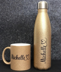 Garrafa Personalizada aço inox térmica com glitter - comprar online