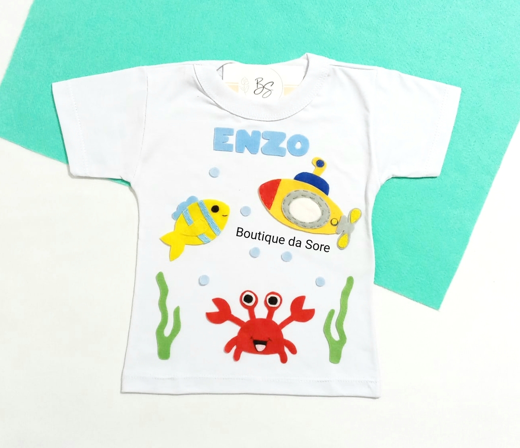 Camiseta Infantil Personalizada - Fundo do Mar