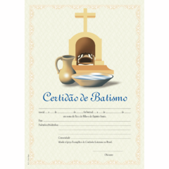 B-17 - Certidão de Batismo – Cruz, jarro e água