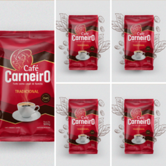 Cinco embalagens de Café Carneiro Tradicional