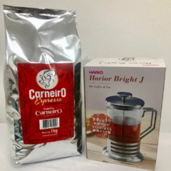 Embalagem Café Espresso Carneiro e Prensa Francesa Hario