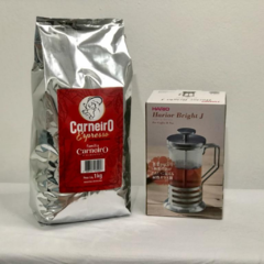Embalagem Café Espresso Carneiro e Prensa Francesa Hario