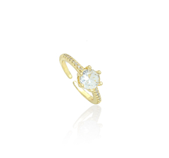 Anillo Ajustable Piedra Con Zirconias. Oro Laminado 18k