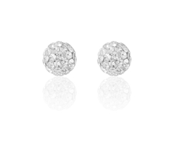 Broqueles Bola De Fuego Con Zirconia Incrustadas 9mm. Plata Ley .925