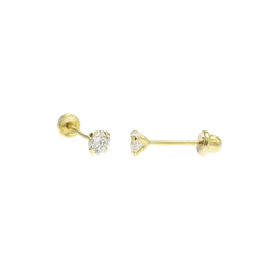 Broqueles Zirconia 3mm. Oro 10K