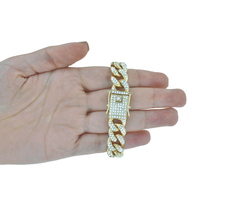 Cadena Barbada Iced Out Con Zirconias 13mm. Oro Laminado 18k en internet