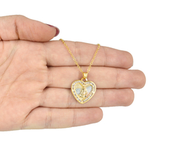 Dije Divino Rostro De Jesús Corazón 3 Oros Con Zirconias. Sin Cadena. Chapa De Oro 14k - tienda en línea