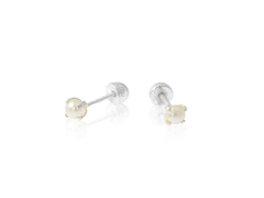 Broqueles Mini Perla Cultivada 3mm. Plata Ley .925 - comprar en línea