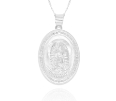 Collar Virgen Óvalo Con Zirconias. Plata 0.925