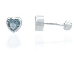 Broqueles Corazón Bisel Zirconia 5mm. Plata Ley .925 - comprar en línea