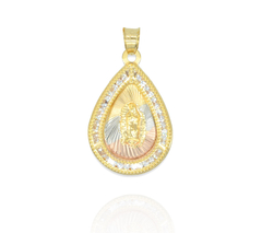 Dije Virgen De Guadalupe Gota 3 Oros Con Zirconias. Sin Cadena. Chapa De Oro 14k