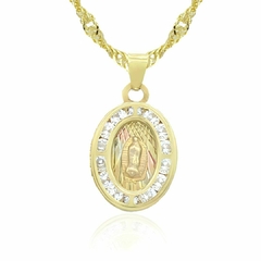 Collar Dije Rostro Virgen 3 Oros. Oro 10k + Cadena Regalo. Chapa De Oro 18k