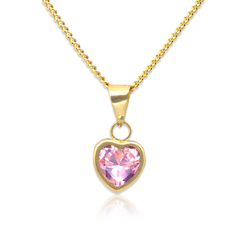 Collar Dije Corazón Bisel Zirconia Oro 10K Mas Cadena Chapa De Oro 22K - CATÁLOGO BLANCO